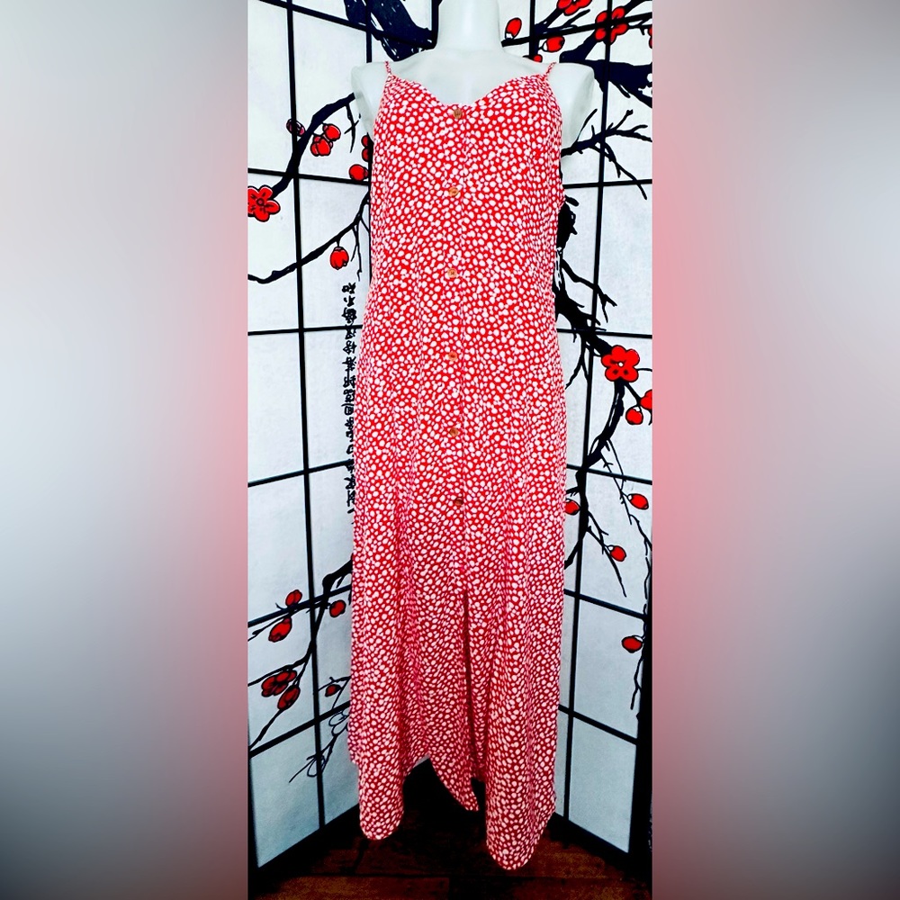 Sienna Sky Like New Red Floral Maxi Dress Sz L